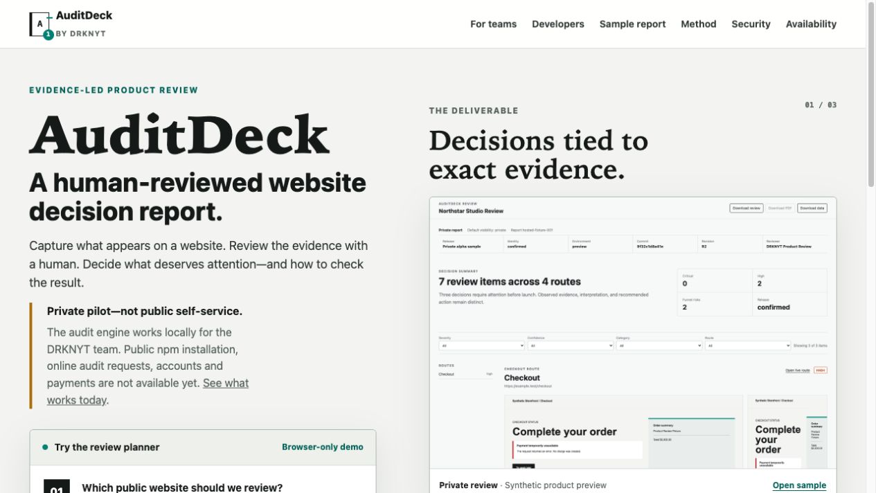 AuditDeck homepage