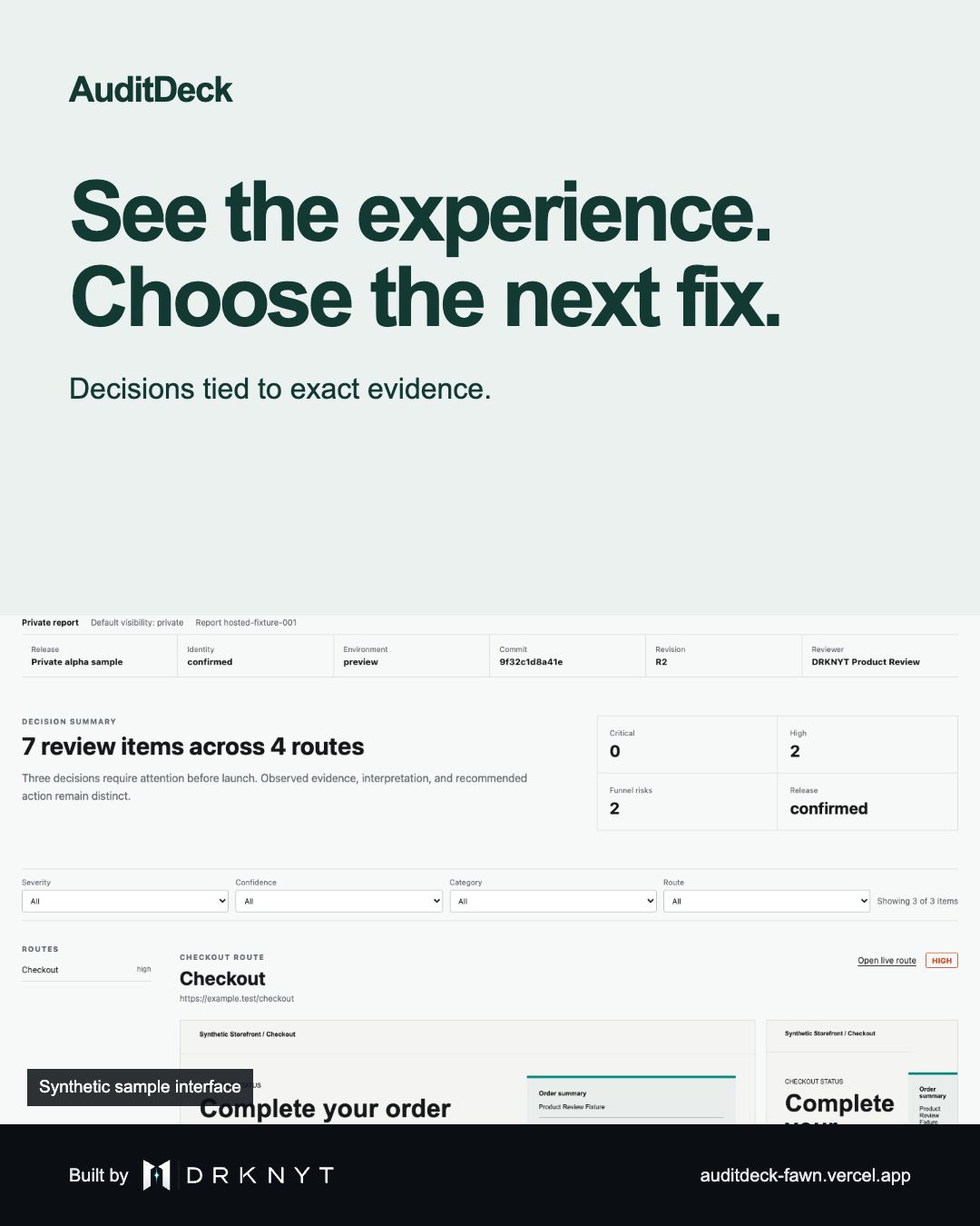 AuditDeck — See the experience before deciding what to fix.